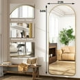 thumbnail image 6 of Gleamira 64"x 21" Arched Round Corners Full Length Mirror Aluminum Alloy Framed Floor Mirror, Gold, 6 of 6