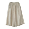 thumbnail image 2 of Pantalones de pierna ancha de corte de algodón y lino de verano, pantalones casuales de pierna recta, pantalones casuales artísticos grandes, sueltos, transpirables y de corte ajustado, 2 of 2