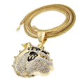 thumbnail image 5 of Bull dog Large Iced Gold Plated Pendant & 4mm 36" Bling Franco Chain Hip Hop Necklace, 5 of 5