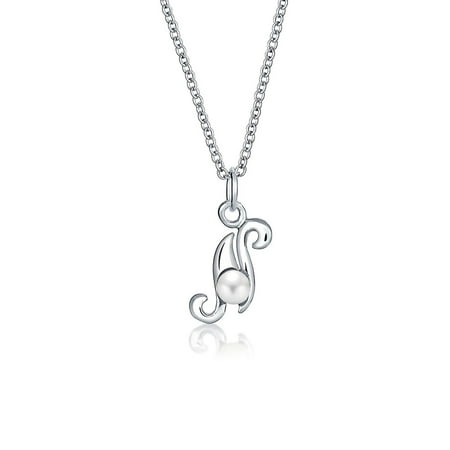 Freshwater Cultured Pearls 16 Inch String - Freshwater Cultured Pearl Initial N Pendant Sterling Silver Necklace 16 Inches