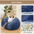 thumbnail image 4 of Bean Bag Chairs for Adults - Memory Foam Furniture BeanBag Chair - Kids/Teens Sofa with Soft Micro Fiber Cover - Round Fluffy Couch for Living Room Bedroom College Dorm - 5 ft, Navy, 4 of 14