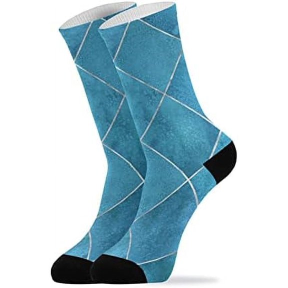 Coolnut Watercolor Geometric Plaid Socks Winter Warm Socks Fashion Print Socks Novelty Casual Socks for Men Women( 1 Pack)
