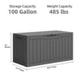 thumbnail image 2 of Uforic 100 Gallon Resin Deck Box, Outdoor Weatherproof & Lockable, Dark Gray, 2 of 9