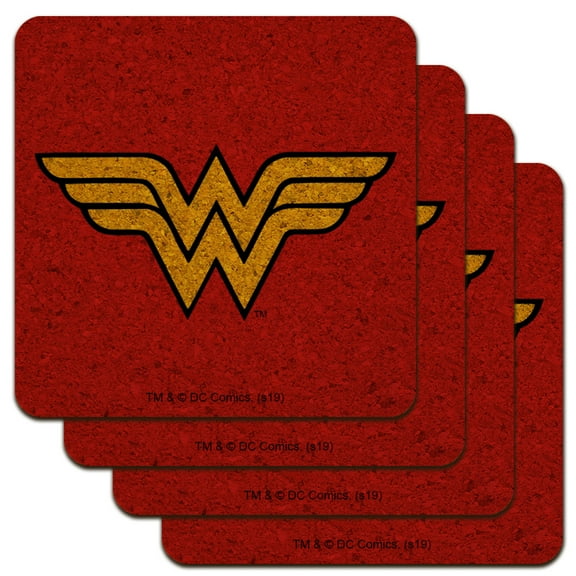 Wonder Woman Classic Logo Low Profile Novelty Cork Coaster Set