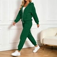 thumbnail image 3 of vdgthytj Sweatsuits Women 2 Piece Outfit Full Zip Drawstring Hooded Jackets Jogger Pants Fall Winter Casual Athletic Sets(Large,Green), 3 of 7