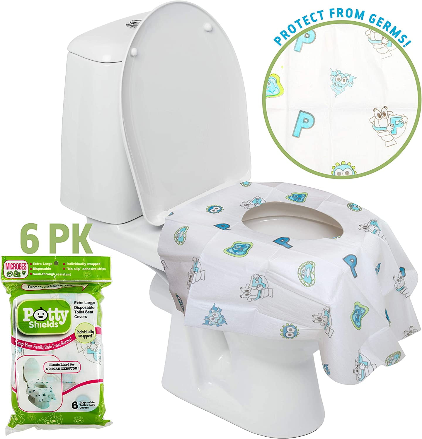 Disposable Hygienic Potty Seat Covers- Individually Wrapped Toilet Seat  Covers by Potty Shields (Set of 6) 