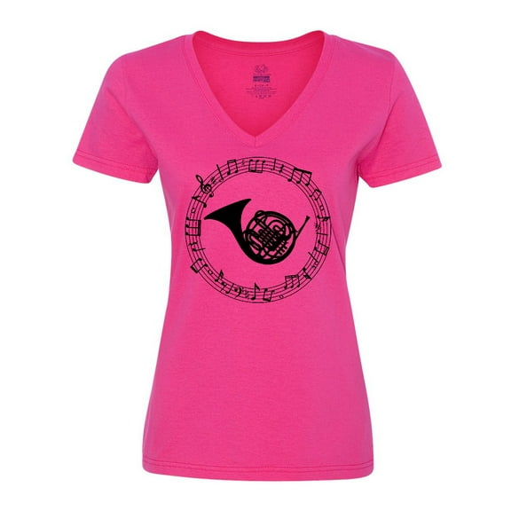 Inktastic French Horn Music Women's V-Neck T-Shirt
