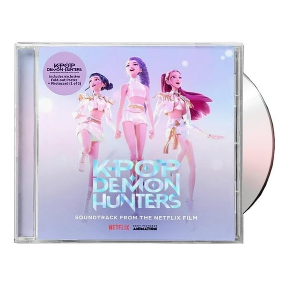 KPop Demon Hunters CD - Movie Soundtrack CD - Includes Fold-out Poster and Random 1 of 3 Photo Card - CD