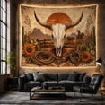 thumbnail image 5 of Weathered Dominated Bleached With Steer Skull Behind Rusty, Spooky Gothic for Gothic Decor Fans, Dark Art Decor, Halloween Gift, Tapestry Wall Hanging for Bedroom and Dorm, 5 of 6