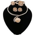 thumbnail image 2 of Handmade Dubai Gold Color Crystal Rose Flower Jewelry Fashion Wedding African Costume Necklace Earring Jewelry Sets, 2 of 8
