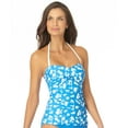 thumbnail image 6 of ANNE COLE Women's Blue Floral Twist Front Bandeau Tankini Swimsuit Top L, 6 of 7
