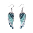 thumbnail image 2 of Fiudx Pendientes Colgantes Longitudinales Media Condiamantes Imitación y Alas de Moda para Mujer, 2 of 7
