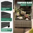 thumbnail image 3 of LazySunsets 7 Piece Outdoor Patio Wicker Conversation Set, Gray Rattan Sofa with Black Cushions, Coffee Table & Fire Pit Table, 3 of 7