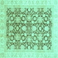 thumbnail image 1 of Ahgly Company Indoor Square Oriental Turquoise Blue Traditional Area Rugs, 3' Square, 1 of 4