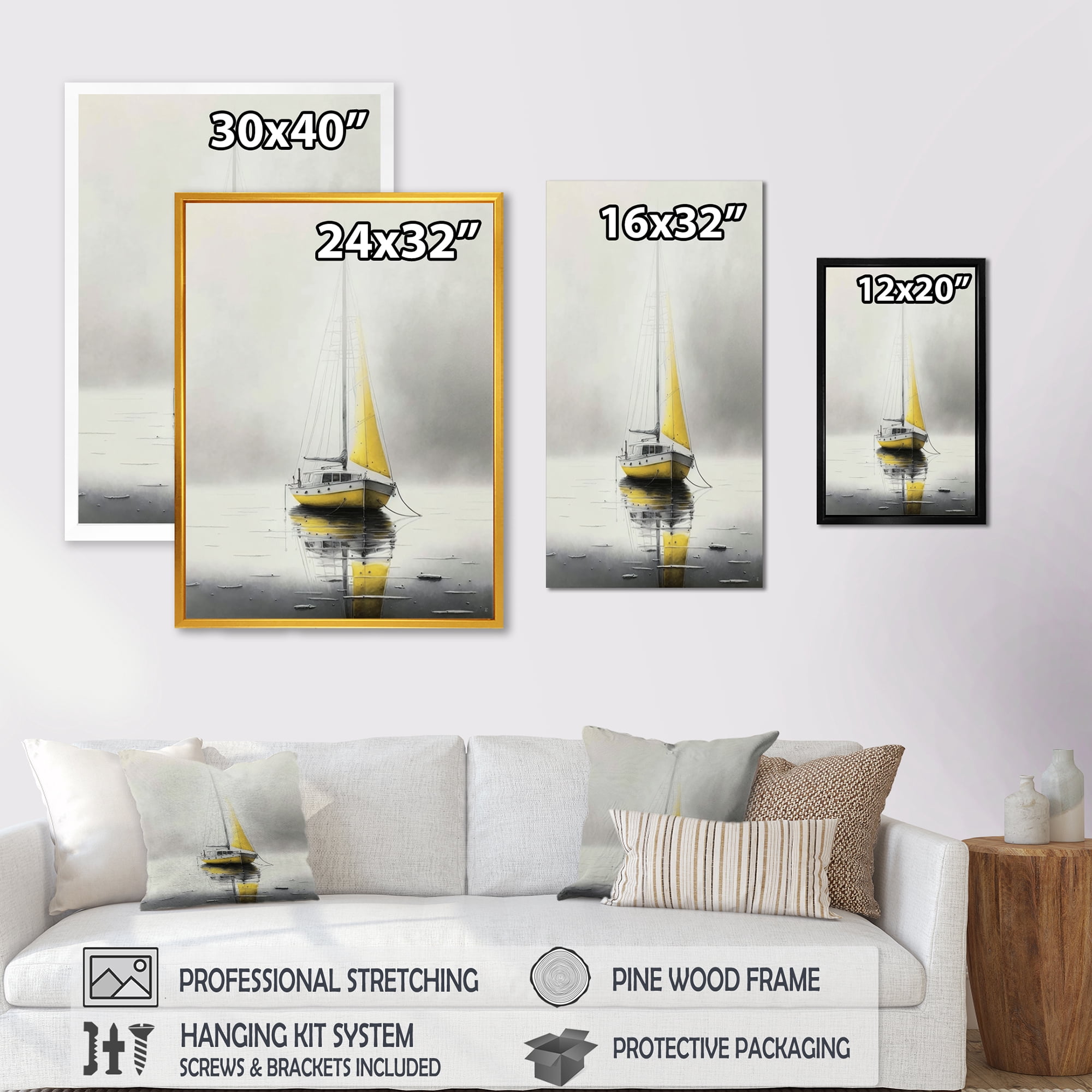 Designart Boat Anchored I Canvas Wall Art