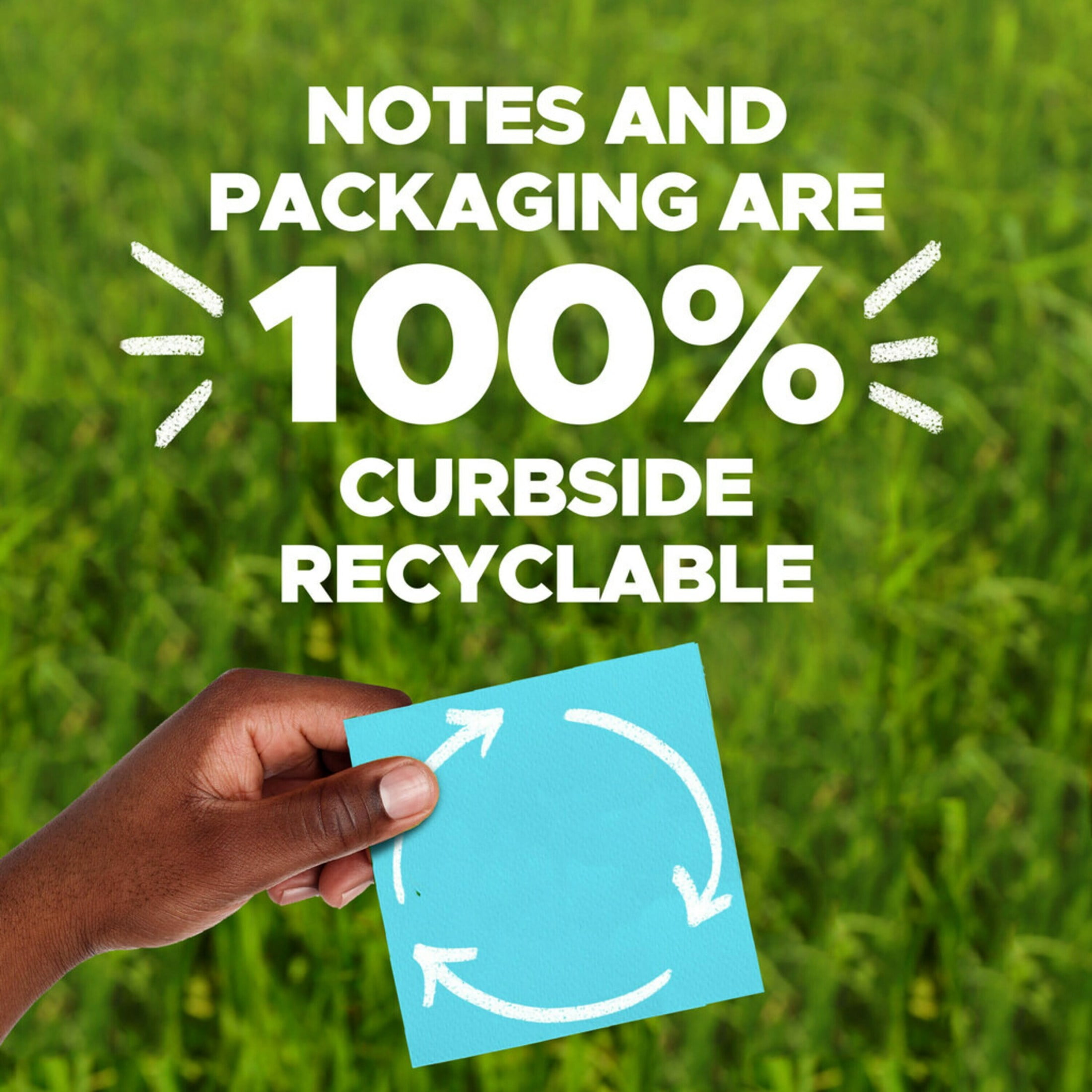 (2 pack) Post-it Recycled Super Sticky Notes Made with 100% Recycled Paper, 3 in x 3 in, Wanderlust Pastels, 5 Pads