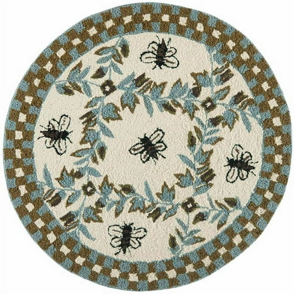 SAFAVIEH Chelsea Lara Floral Wool Area Rug, Ivory/Blue, 5'6" x 5'6" Round
