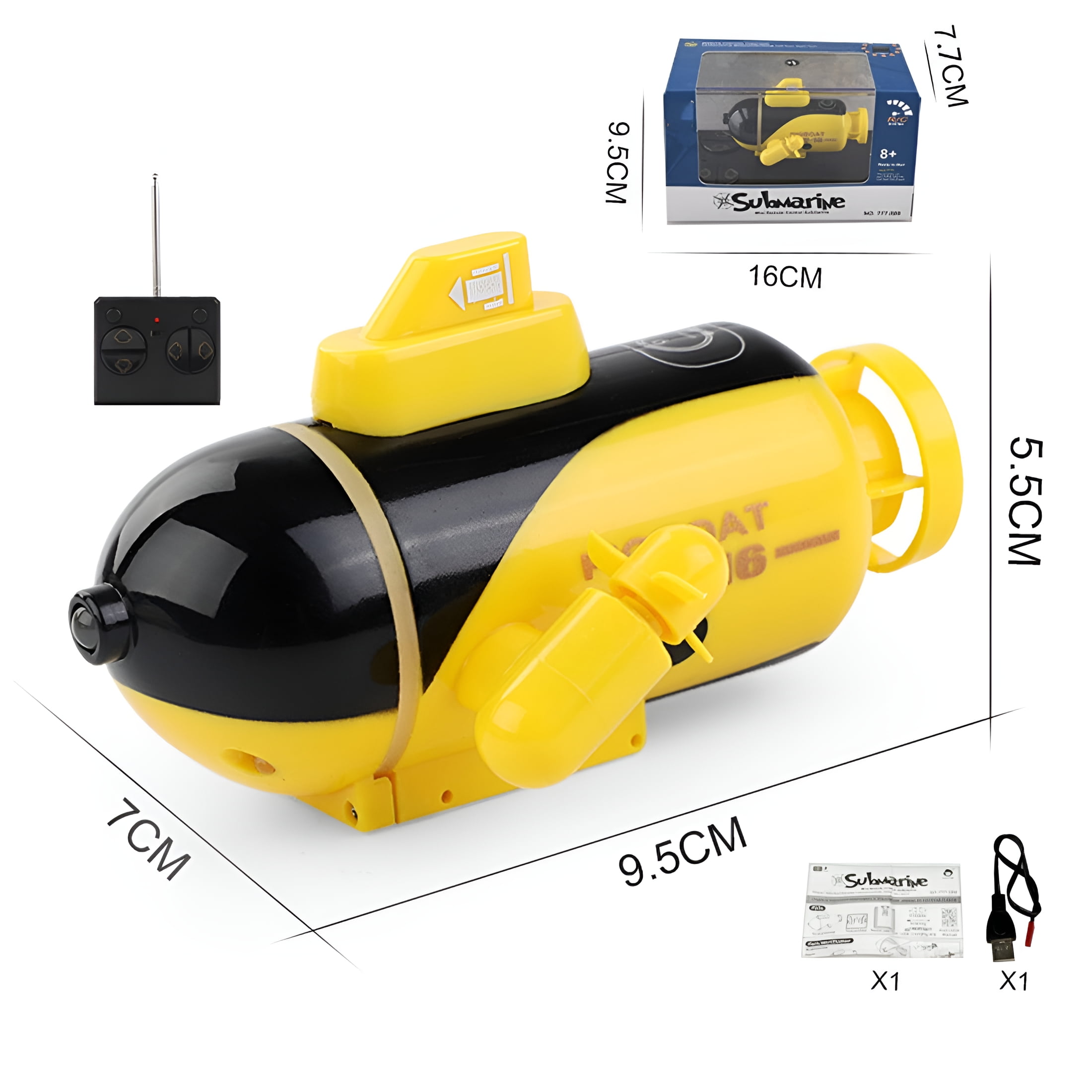 BESTSKY 2026 New Mini Model Nuclear Submarine Rechargeable Rc Boat Toy Remote Control Submarine,Yellow,For Water Play,Outdoor Fun,Remote Control Games,Imaginative Exploration
