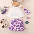 thumbnail image 2 of CAUYDY Toddler Girl Summer Outfit Floral Print Sleeveless Crew Neck Vest Tops Lace Trim Shorts Newborn Baby Clothes 1-4T (Sizes 18-24 Months,D01-White), 2 of 8