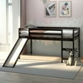 thumbnail image 4 of Gymax Lit Mezzanine Format Simple avec Glissade en Bois, Bas, Robuste, Chambre d'Enfant, Espresso, 4 of 10