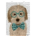 thumbnail image 2 of Fab Funky 26x32 White Modern Wood Framed Museum Art Print Titled - Labradoodle, Cream, with Glasses and Bow Tie, 2 of 4