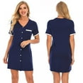 thumbnail image 3 of Women's Nightdress Summer Thin Section Short Sleeve Cotton Single-breasted Button Dress with Pocket Women Dress, 3 of 5