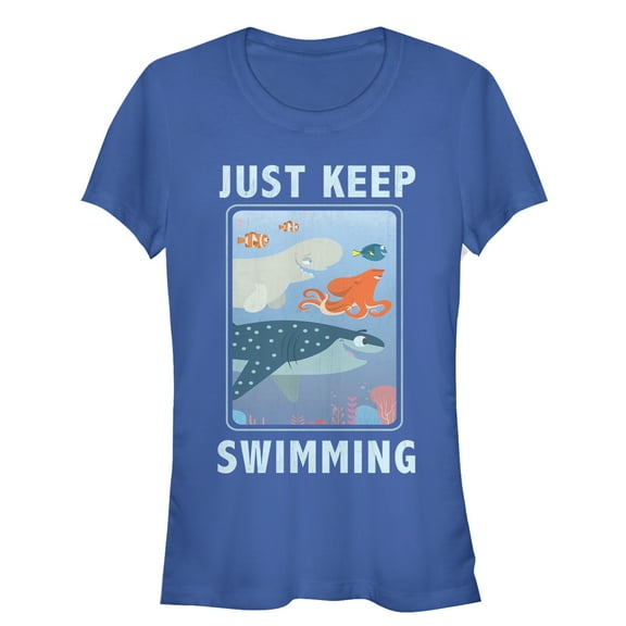 Junior's Finding Dory Keep Swimming Frame Graphic Tee Royal Blue Small