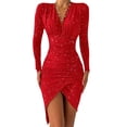 thumbnail image 4 of Vestido Ceñido Vestido Estampado de Estrellas Vestido Con Abertura Otoño E Invierno Mujer Cuello en V Estampado de Estrellas Adelgazante Manga Larga Vestido Con Pliegues en Las Nalgas Odeerbi ODB116137, 4 of 6