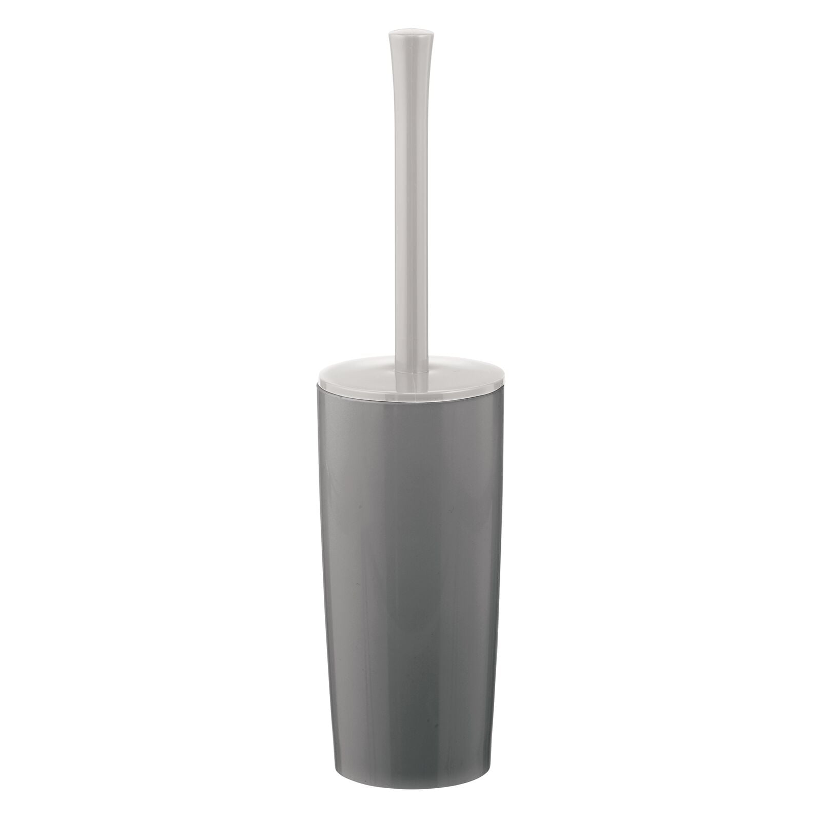 mDesign Compact Plastic Bathroom Toilet Bowl Brush and Holder Gray 