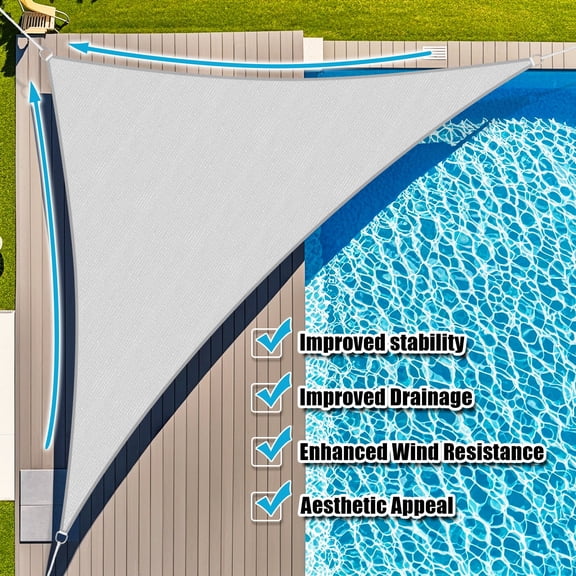 Jane Stone 20'X20'X20'Triangle Strong Lightweight HDPE Sun Sail,UV Protection Outdoor Canopy for Patio Garden Backyard,Light Grey