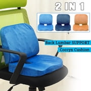 Quality Memory Foam Orthopedic Pillow Seat Cushion and Lumbar Support For Car Office Computer Chair Wheelchair Tailbone, Coccyx & Sciatica Pain Relief Washable Cover