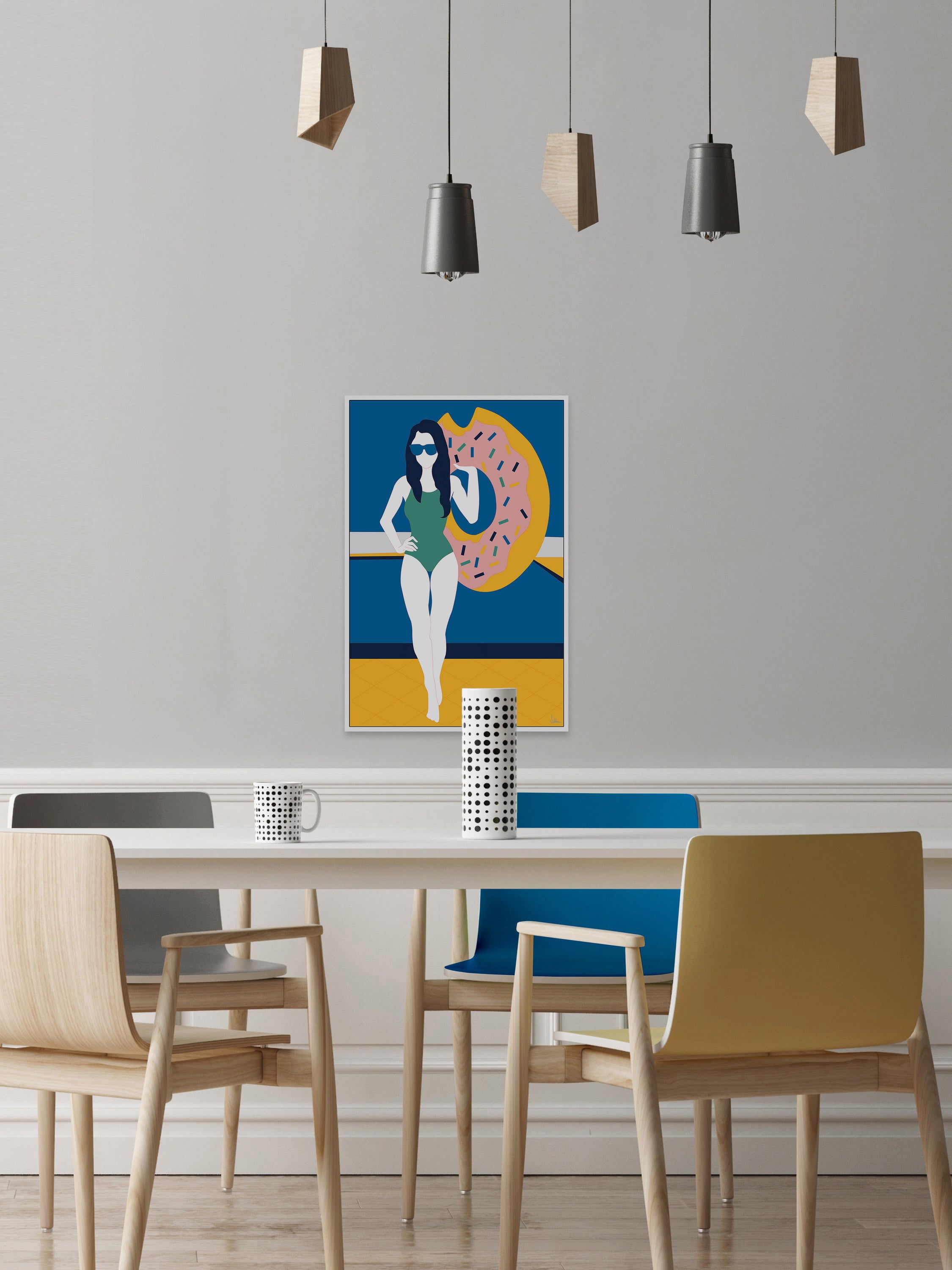 Swim and Play Floater Framed Painting Print on Canvas