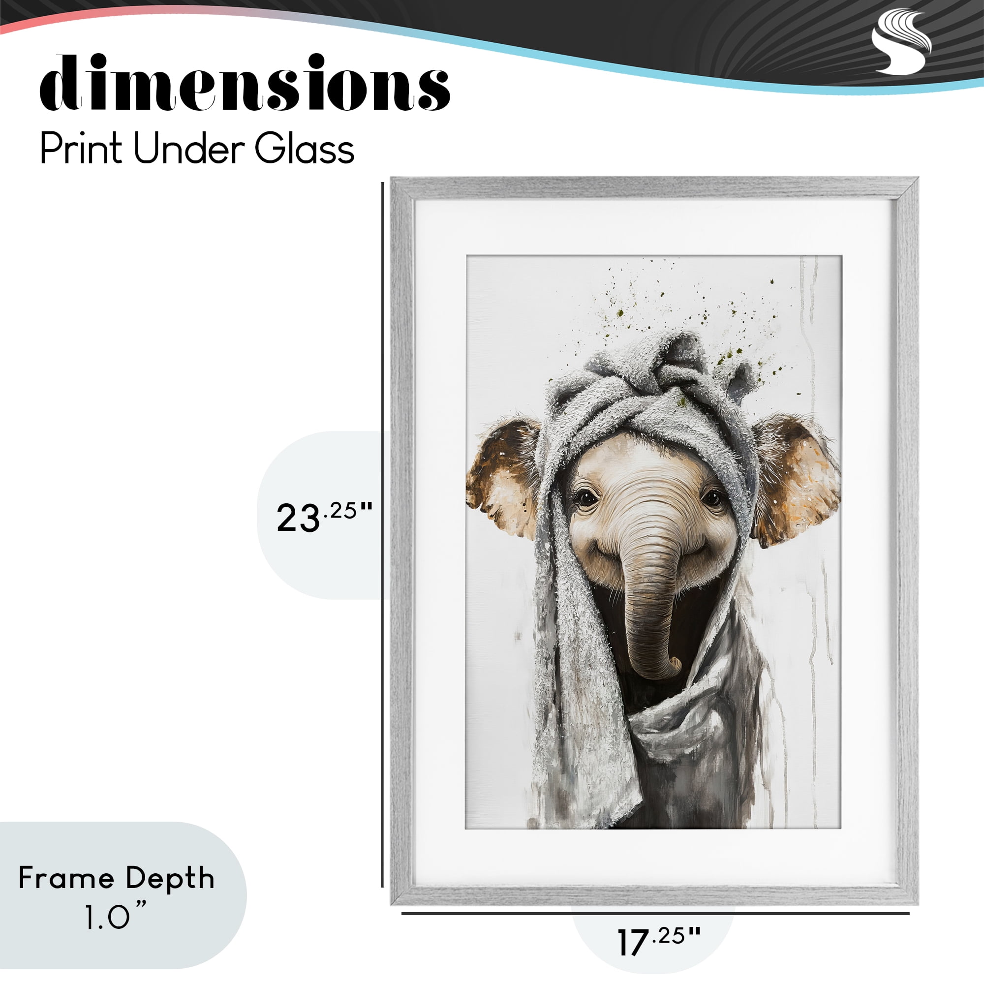 Stupell Industries Squeaky Clean Elephant Gray Framed Print Under Glass, design by Tina LeCour