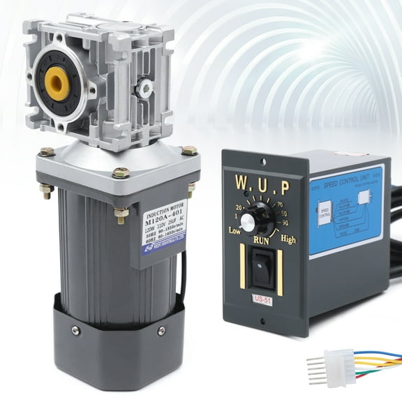 Miumaeov 110V 120W High Torque Electric AC Worm Gear Reducer Motor with Speed Controller 23-33r/min