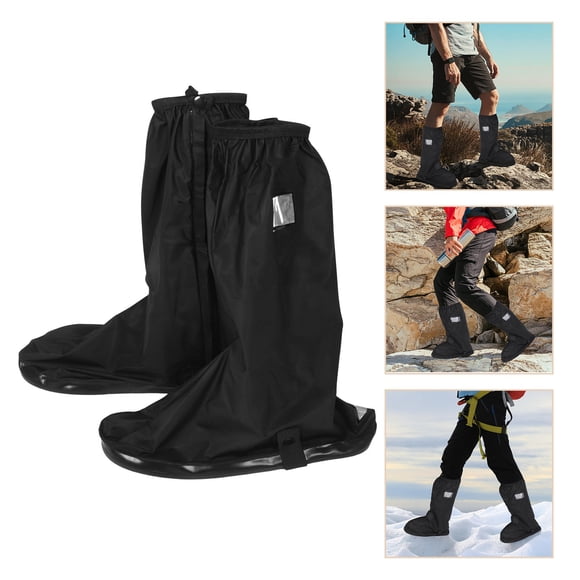 Minkissy 1 Pair Waterproof Shoe Rain Covers for Women Black PVC Anti-Slip Skid Resistant 15.7x11.6x4.5in