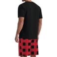 thumbnail image 3 of GIRUNS Men's Pajama Set Lightweight Sleepwear Sets Crew Neck Short Sleeve and Shorts Loungewear with Pocket Red Plaid L, 3 of 9