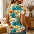 thumbnail image 5 of Sewkxo Womens Summer Tops Short Sleeve Casual Shirts Floral Tee Trendy 2026 Basics V Neck Plain Tshirt,Orange 3XL, 5 of 5
