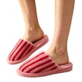 thumbnail image 4 of Stripe Slippers-Fluffy Fur Chic Fashion Casual Clean Y2k Cute Indoor Outdoor Vacation Bathroom Comfortable, 4 of 4