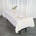 thumbnail image 3 of BalsaCircle 60" x 102" White Gold Metallic Geometric Design Polyester Rectangle Tablecloth, 3 of 8
