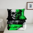 thumbnail image 5 of Erosebridal Gothic Skull Bedding Twin Comforter Set,Black Green Down Comforter,Happy Halloween Bedding Sets Twin with Comforter,Ultra Soft Abstract Bedroom Decorative,Reversible,2-Piece, 5 of 8