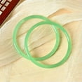 thumbnail image 5 of K-KED Beautiful lady Natural Jade Solid Jingle Bracelet Vintage Simple Jade Bracelet-Dark Green-62mm, 5 of 9