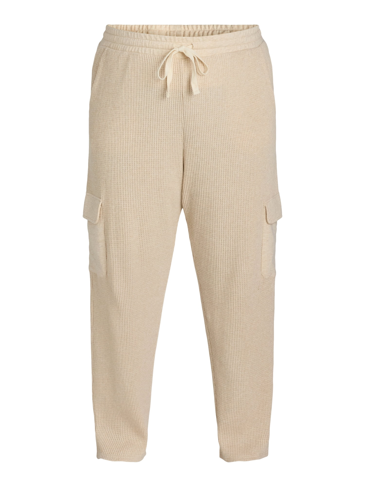 Terra & Sky Women's Plus Size Pull On Waffle Knit Cargo Pants, 27” Inseam, 0X-4X