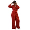 thumbnail image 1 of Palazzo Elegante de una Pieza con Blusa de Lazo y Pantalón Plisado para Mujer, 1 of 6
