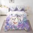 thumbnail image 2 of Manfei Kawaii Cat Teens Bedding Comforter Set 7-Piece, Purple Blossoms Flower King Bedding Sets, Dreamy Butterfly Animal Reversible Bed Sheets, Breathable Home Decor, 2 of 7