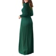 thumbnail image 3 of PCEAIIH Women's Long Sleeve Plain Maxi Dresses Casual Dark Green Long Dresses with Pockets, 3 of 5