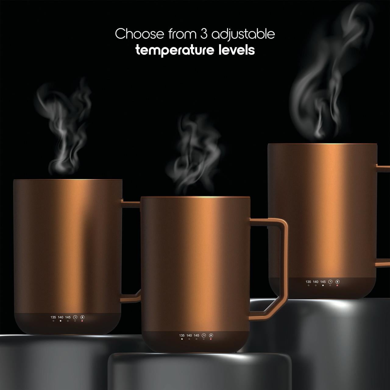 ionMug & Charging Coaster, 12oz. Stainless Steel Self Heating Coffee Mug with Lid, 3.5" x 3.5" x 5"