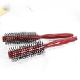 thumbnail image 3 of Wooden Nylon Teeth Curling Comb - Rounded Tips, Scalp & Hair Friendly, for Inner Roll, Bob, and Voluminous Hairstyles - Medium Size (40mm Diameter, 230mm Length), 3 of 7