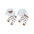 thumbnail image 2 of Baby Toddler Boy 2Pcs Football Outfit 0 6 12 18 24 Months 2T 3T Long Sleeve Letter Embroidery Sweatshirt + Trousers Set Clothes, 2 of 9