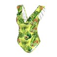 thumbnail image 4 of Yiaed Kiwi and Avocado Print Women's Ruffled One Piece Swimsuit V Neck Swimwear Slimming Monokini for Woman-X-Large, 4 of 8