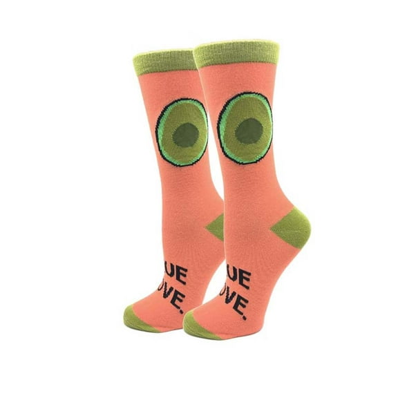 Avocado Love One Size Fits Most Orange Ladies Crew Socks